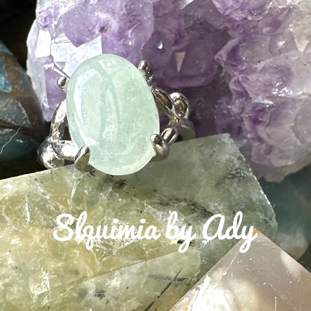 Oval + Statement Ring + Pale Green Jade And Silver